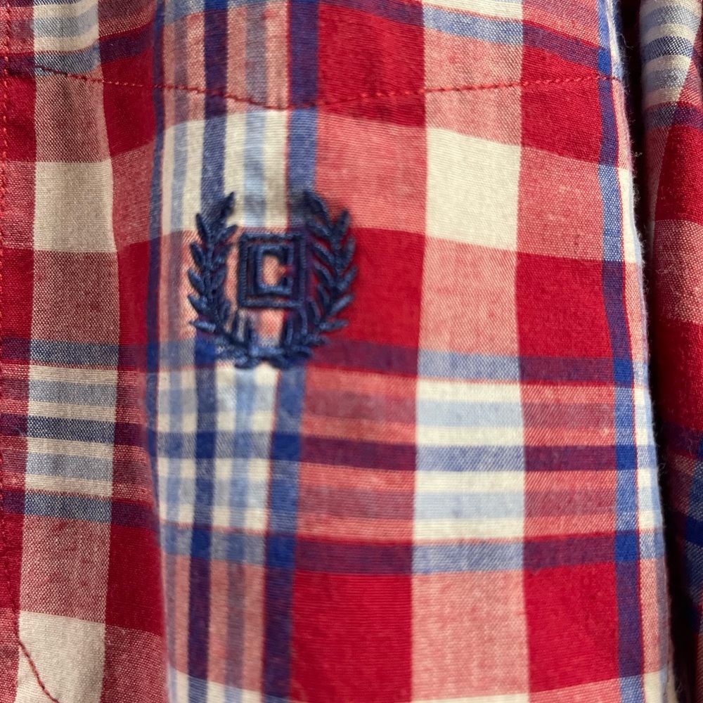 Chaps, mens large, red and blue plaid. Never worn only washed